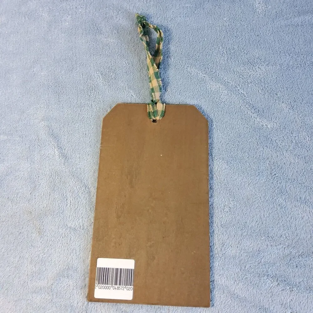 Primitive Country Wooden Luggage Tag Wall Hanging Snowman Riding Sheep Star 9